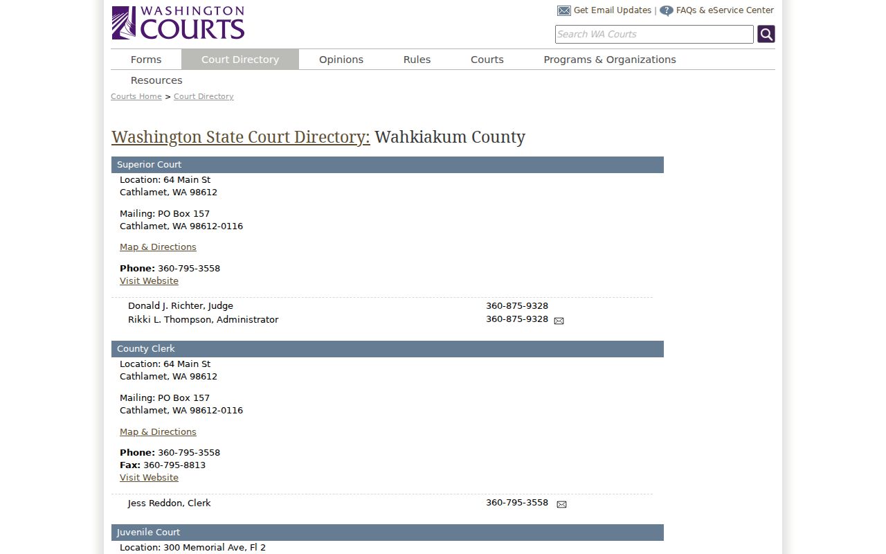 Wahkiakum County criminal court cases directory