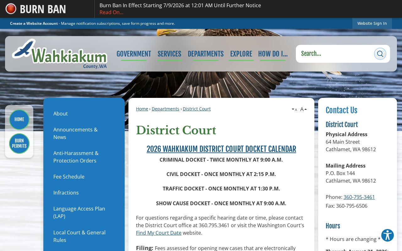 Wahkiakum County District Court criminal case services