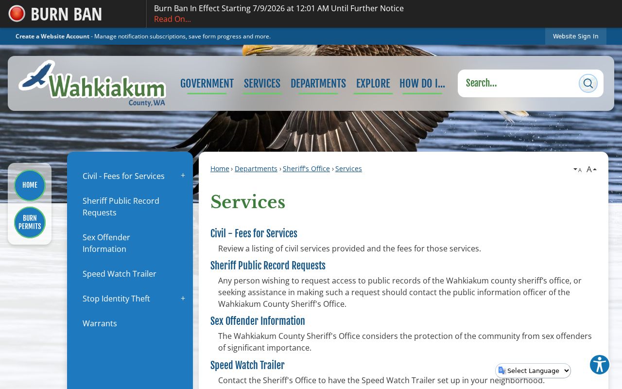 Wahkiakum County criminal warrant and sheriff records services