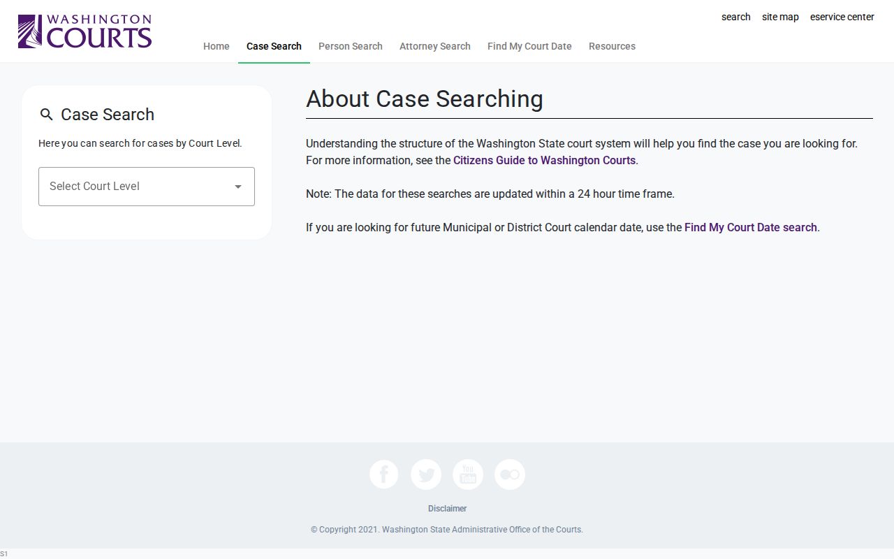 Wahkiakum County criminal records search through Washington Courts
